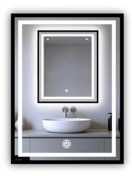 Lustro Led 110x120 Cob 608 Diod 3 Barwy W Czarnej Ramie Aluminum   Włącznik