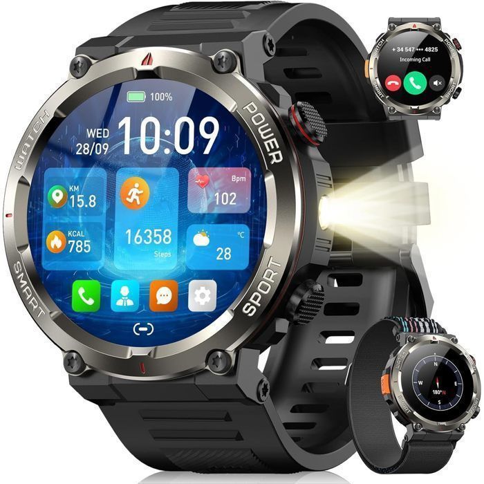 Blackview Smartwatch for Men, 960mAh Battery/LED Light, 1.45