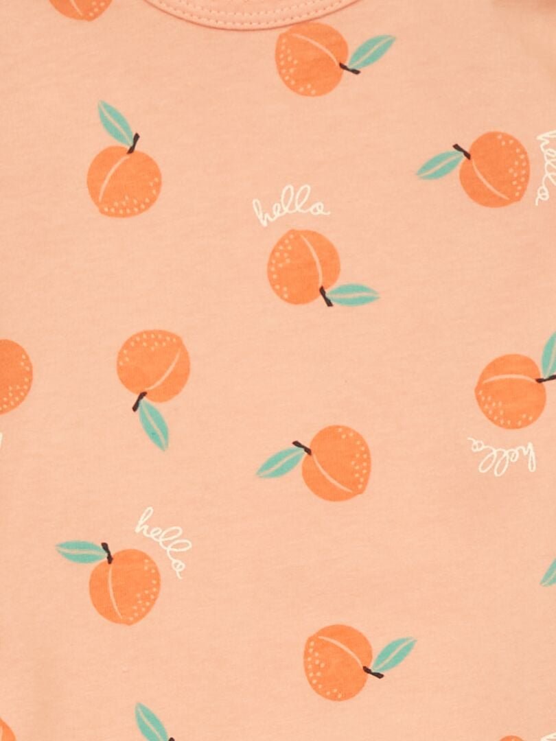 Macacão curto de malha com estampa - LARANJA