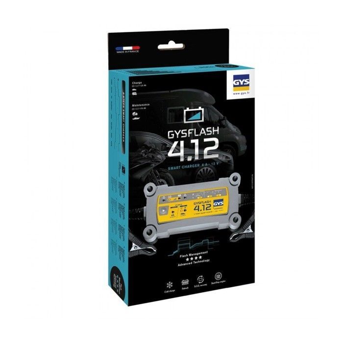 Cargador de baterías - GYS - GYSFLASH 4.12 - 12V - IP65 - 8 etapas de carga