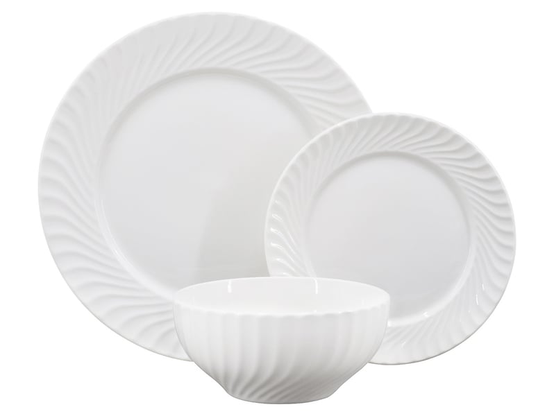 Komplet obiadowy 18 el. porcelanowy Waves biały