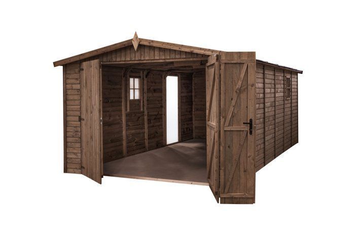Geïmpregneerde houten garage, 19 mm dik, bruikbare oppervlakte 17,02 m² INT033