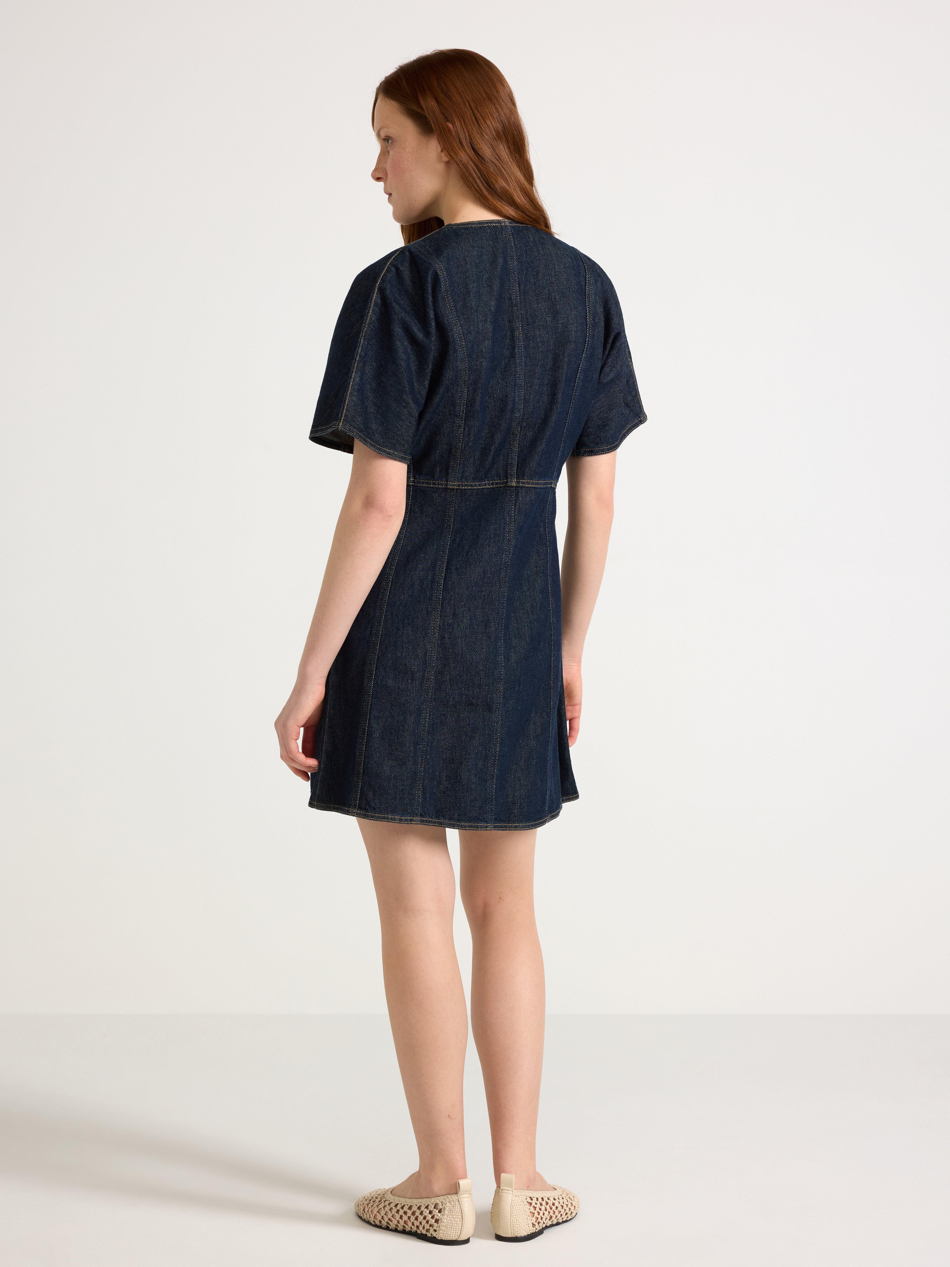 Vestido curto jeans, jeans escuro.