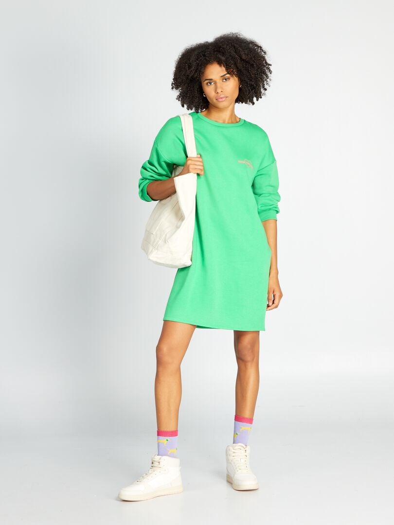 Vestido moletom estampado - VERDE