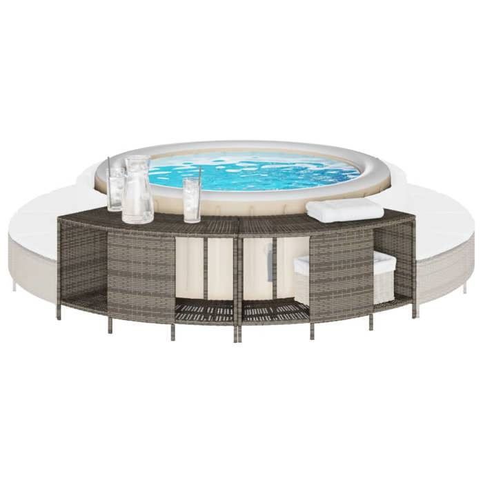 vidaXL Étagères de rangement pour spa 2 pcs gris résine tressée, étagère d'affichage, étagère de rangement extérieure, 365619
