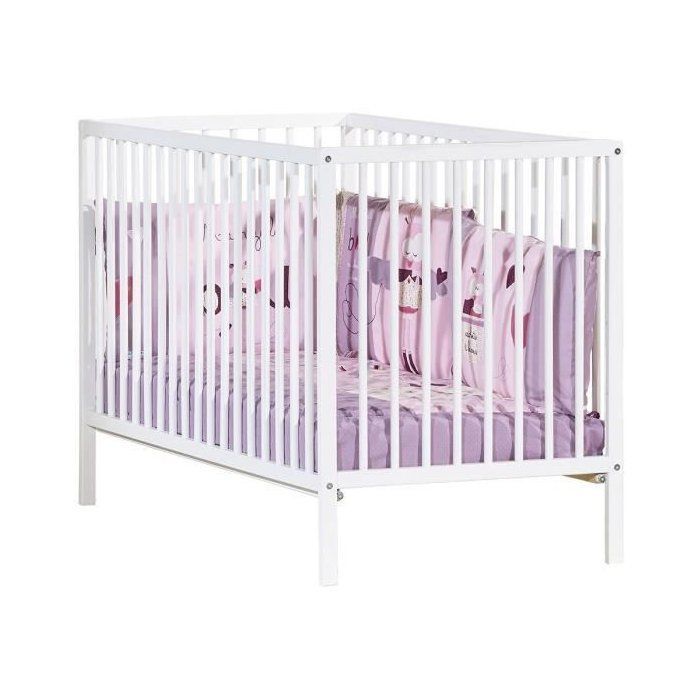 Cuna para bebé - 120 x 60 cm - Babyprice First - Todos los barrotes - Madera blanca