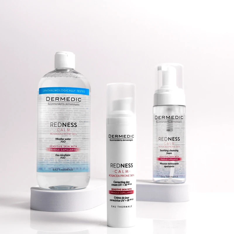 „Dermedic Redness Calm“ raminamosios valomosios putos