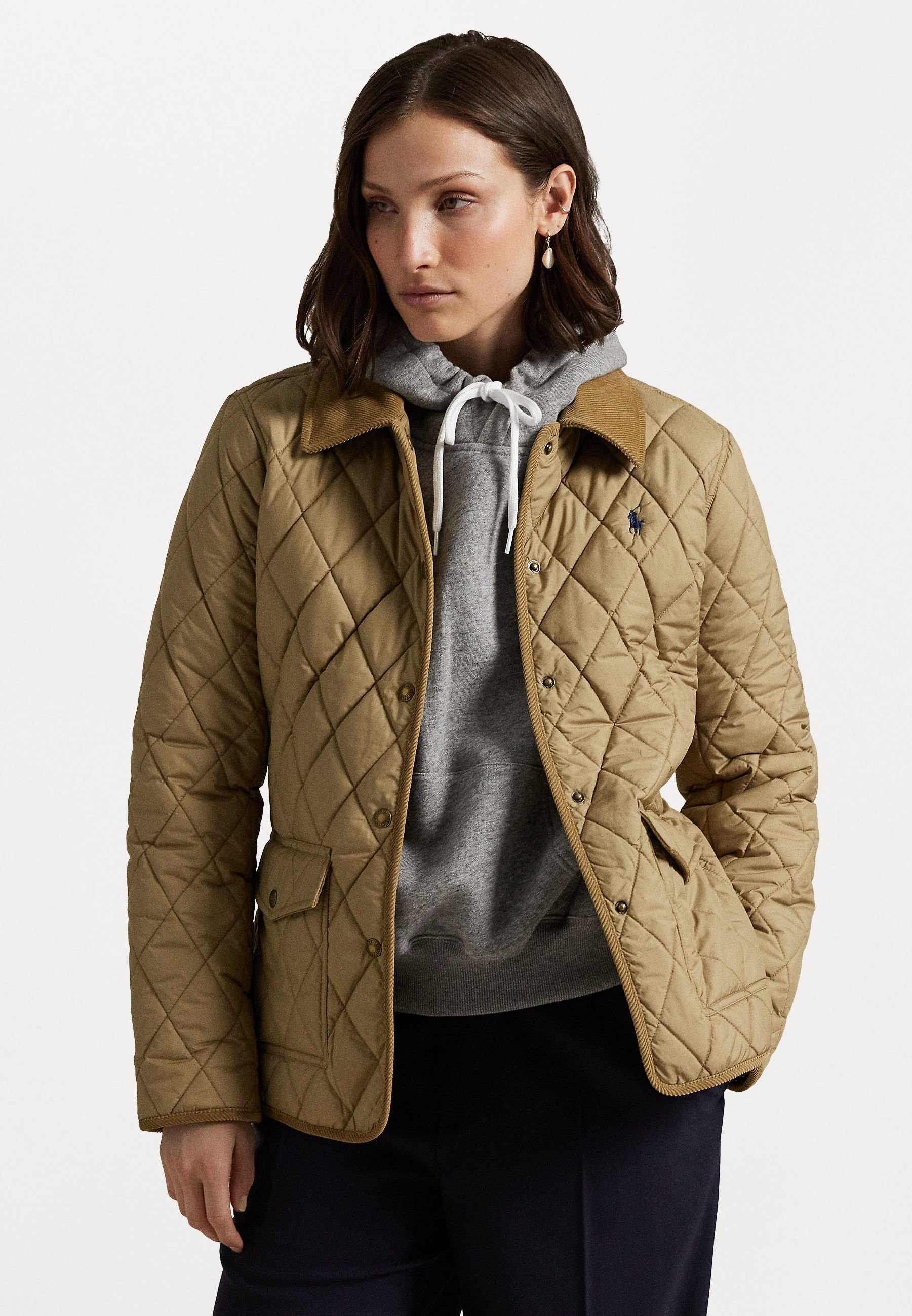 Polo Ralph Lauren CORDUROY TRIM QUILTED BARN JACKET - Lichte jas - desert khaki
