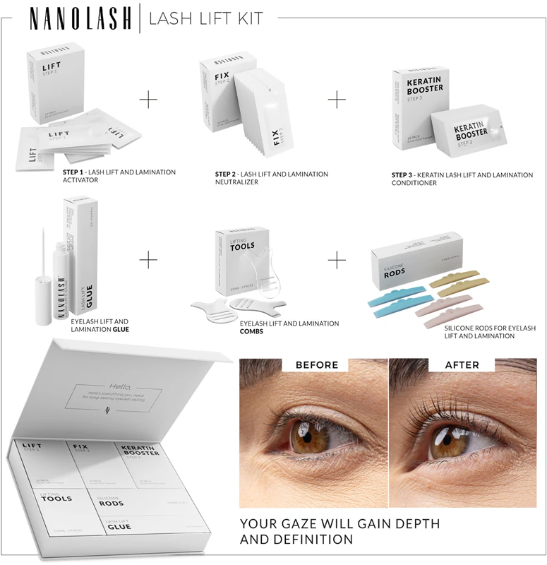 Kit Nanolash Lash Lift - um conjunto para lifting e laminação de cílios.