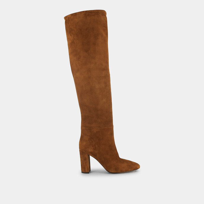 Cuissardes à talons  en velours marron