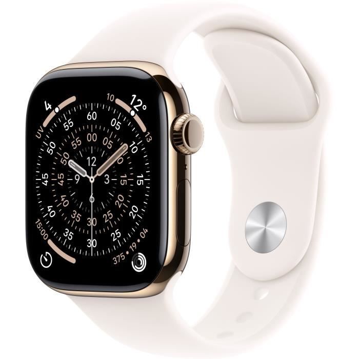 Apple Watch Series 11 GPS + Cellular - 42mm - Gold Titanium Case - Light Blush Sport Band - S/M