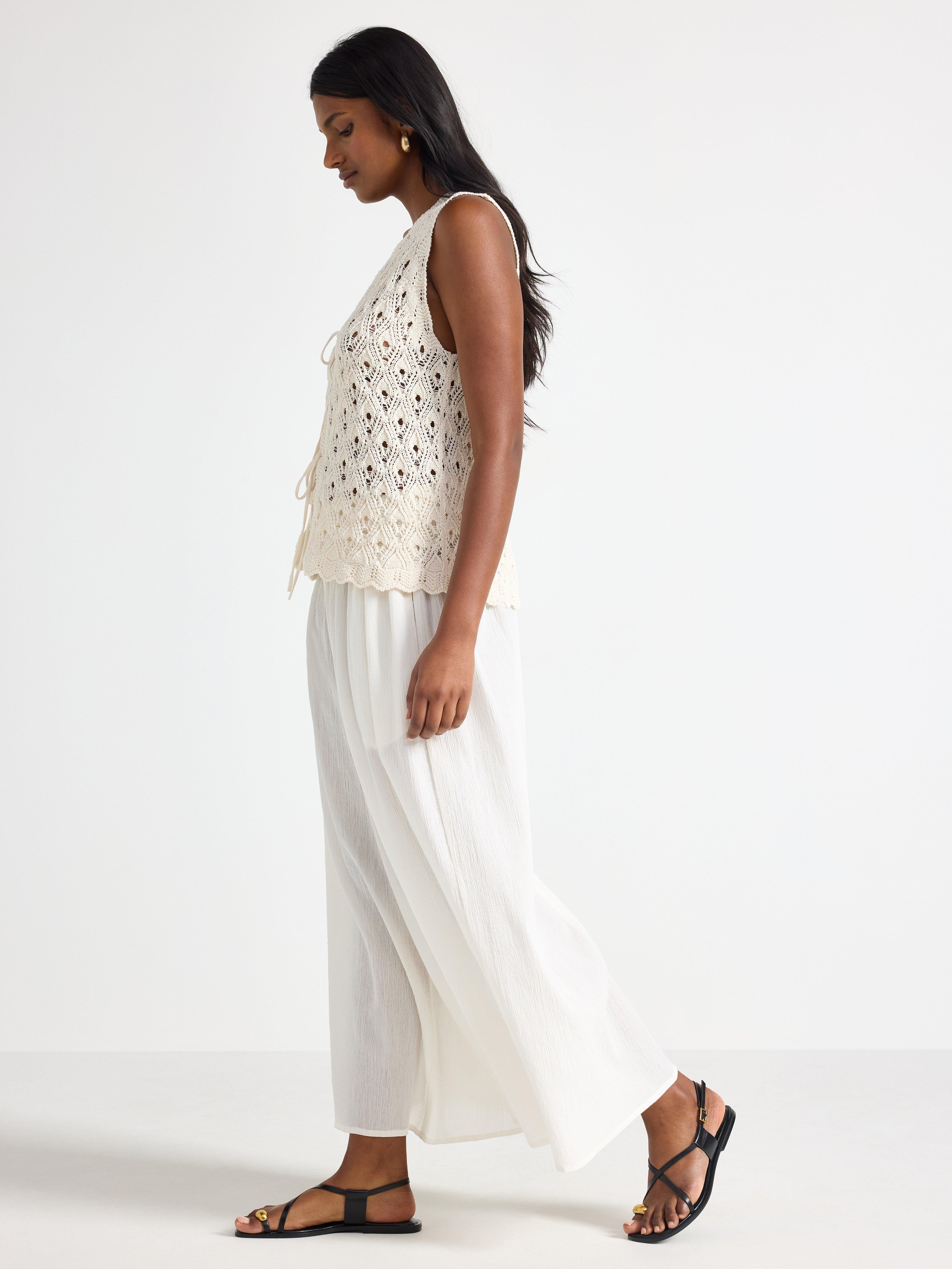 Pantalones anchos cortos blancos