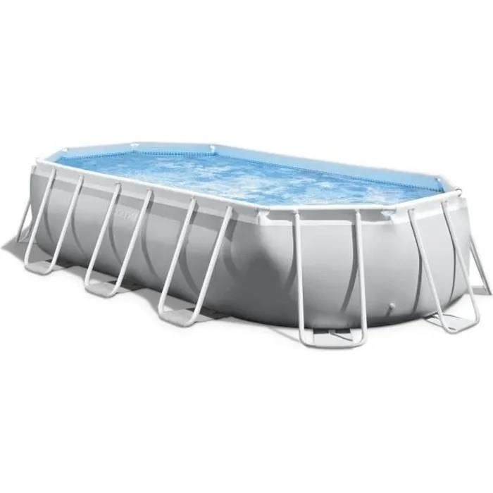 Kit de piscina tubular desmontable Intex - Estructura Pris - 503 x 274 x 122 cm - Ovalada (Bomba, cubierta, alfombrilla de suelo) + Limpiador robótico de piscinas Intex