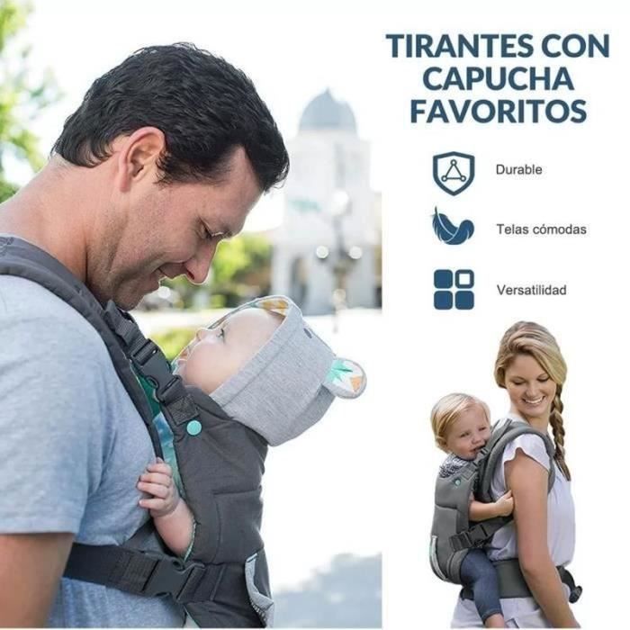 Porte bébé 0-36 mois ventral et dorsal Voyage facile croisé devant tenant - Gris