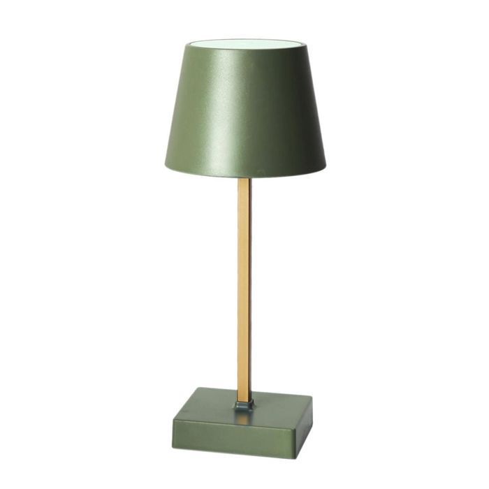 Lámpara de mesa LED verde táctil recargable por USB con 3 intensidades de luz blanca.