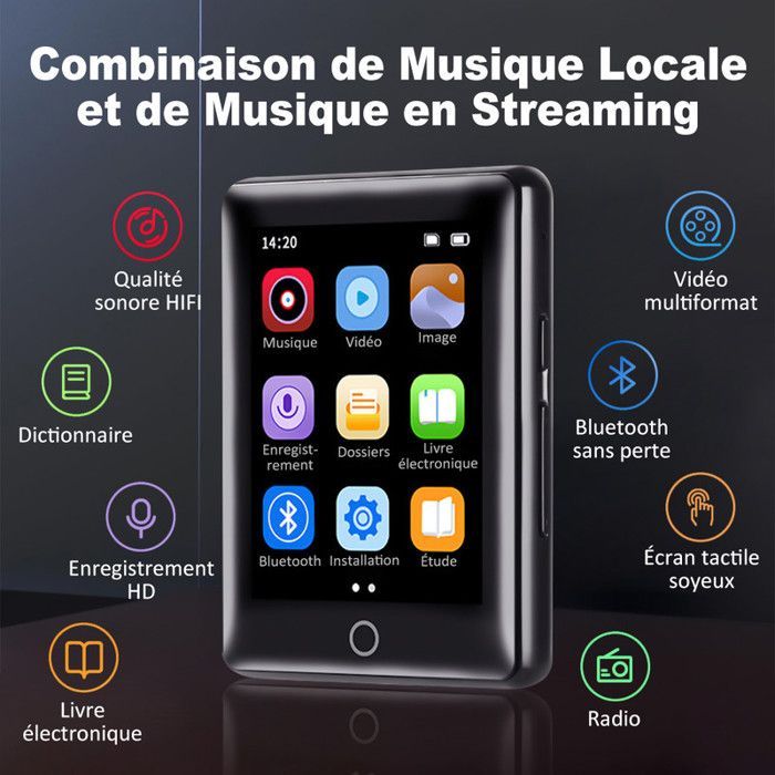 80 Go Lecteur MP3-MP4 Bluetooth 5.4 avec 3
