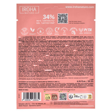 Iroha Nature maska z vitaminom C za osvetljevanje in vlaženje 20 ml 20 ml