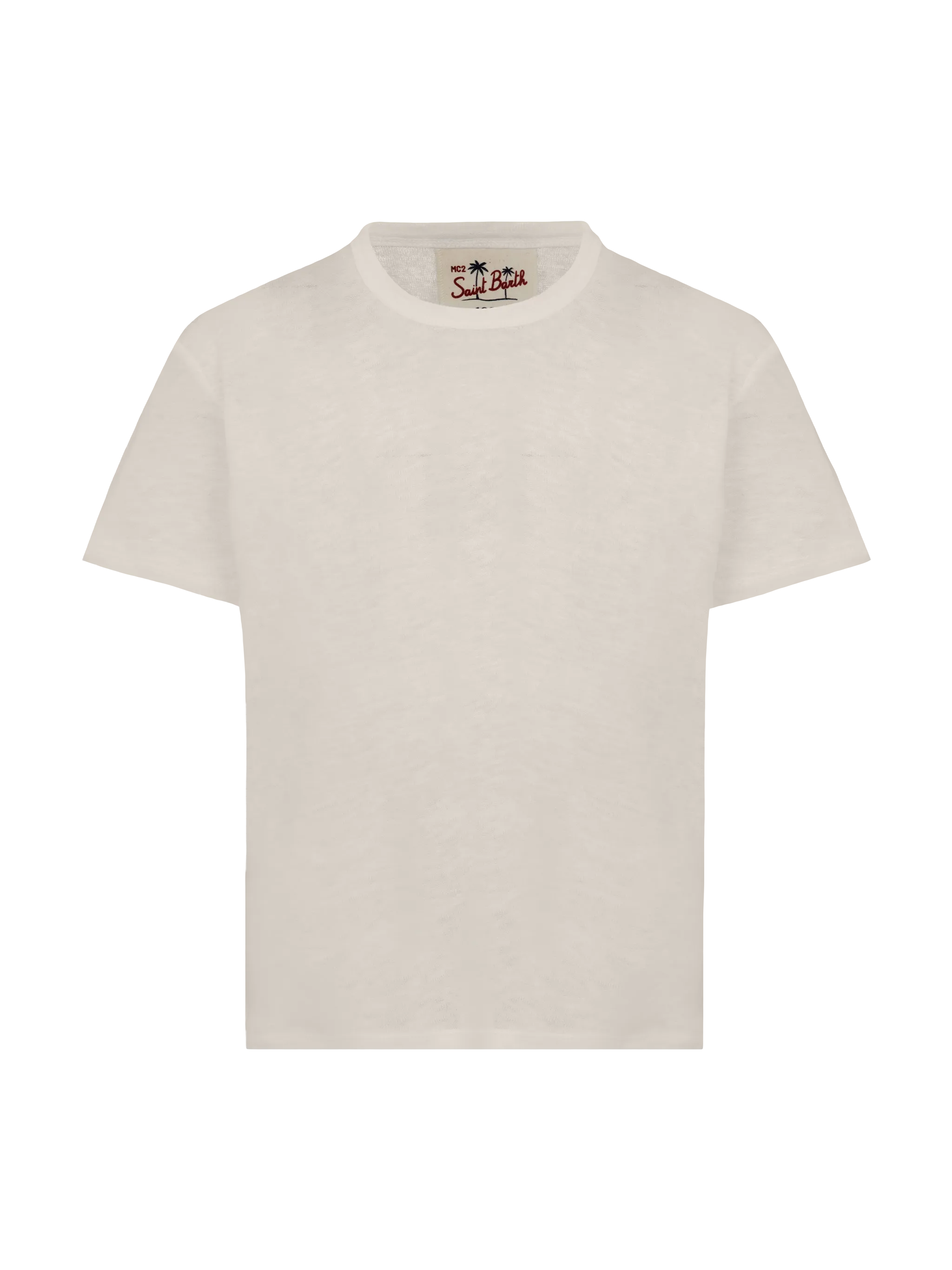 Alex T-shirt van crèmekleurige linnenjersey