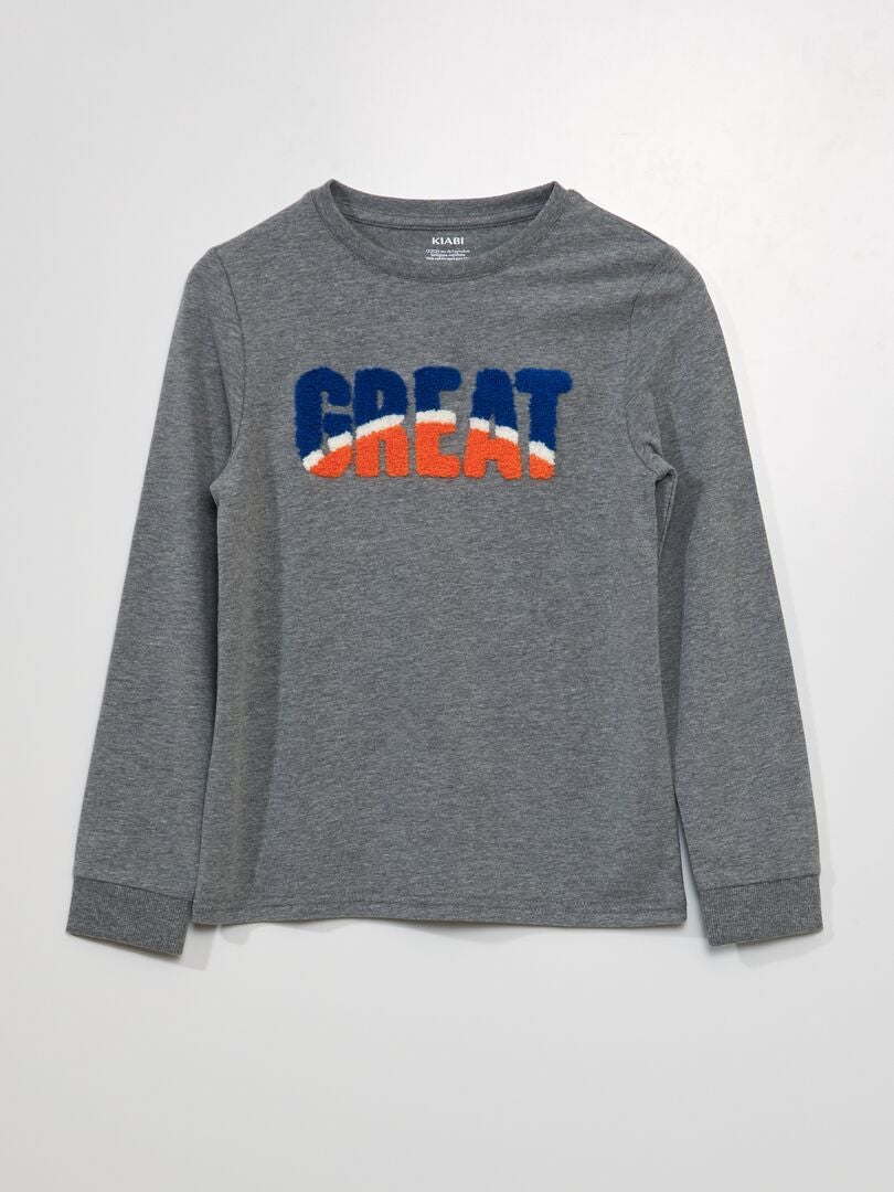 Camiseta de manga comprida 'Great' - CINZA