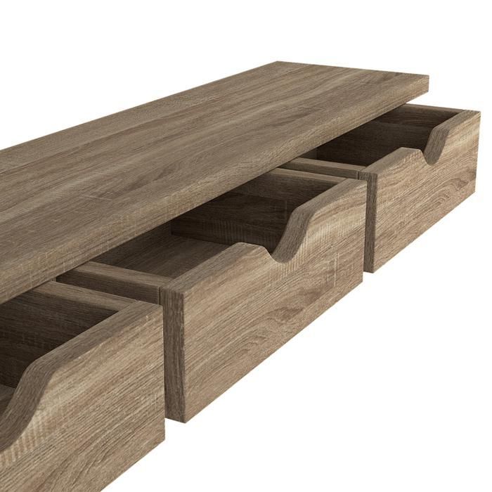 IDMARKET Etagère murale console d'entrée LISE 3 tiroirs façon hêtre