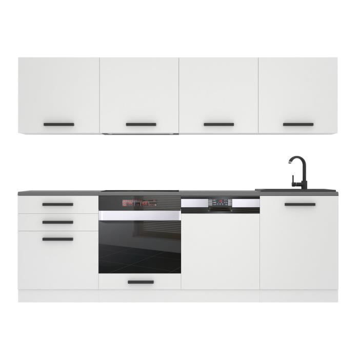 Cucina completa - B BELIN GROUP - ALICE - 240 cm - Bianco opaco - Design contemporaneo