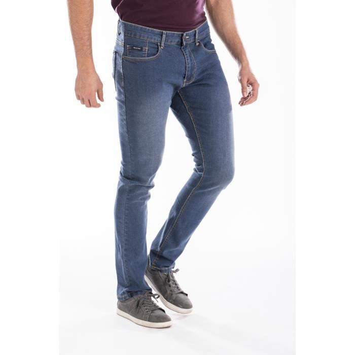 Jean homme Rica Lewis RL80 FIBREFLEX® stretch coupe droite ajustée bleu stone washed - entrejambe 85 cm