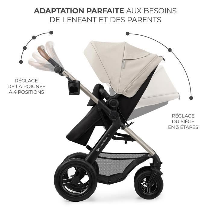 Kinderkraft MOOV2 3-i-1-barnvagn, Mink PRO i-Size babyskydd