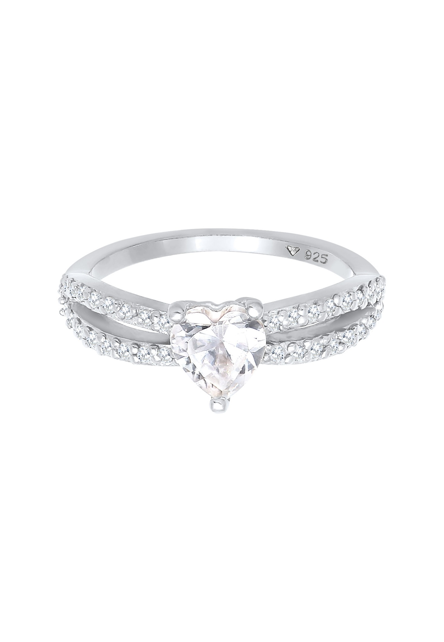 Elli Bague de fiançailles solitaire pour dames avec cristaux de zircone en 925/1000 argent massif