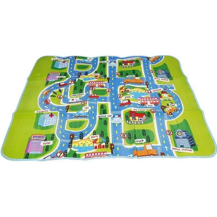 Rennstrecken-Spielmatte – Unisex – Grün – 160 x 130 x 0,3 cm