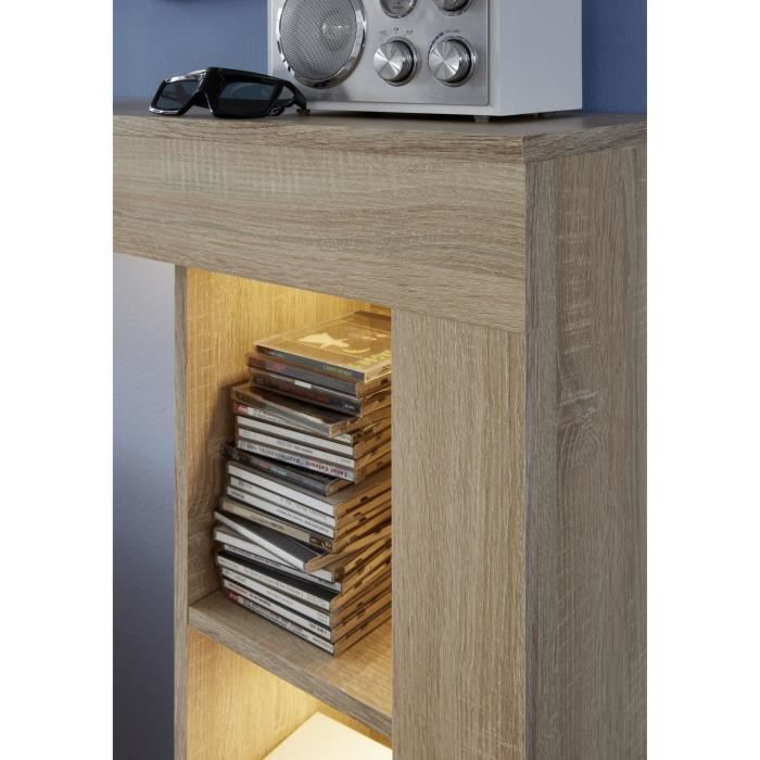 Ensemble meuble TV 3 pièces LOGO - 1 Porte - LED - Mélamine chêne clair et blanc mat - L240 x P41 x H185 cm - TRENDTEAM