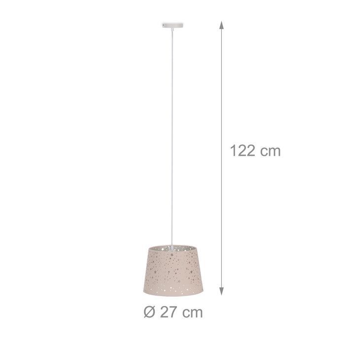 Kinderzimmerlampe – Relaxdays – Sterne – Runder Lampenschirm – E27-Fassung – Schwarz