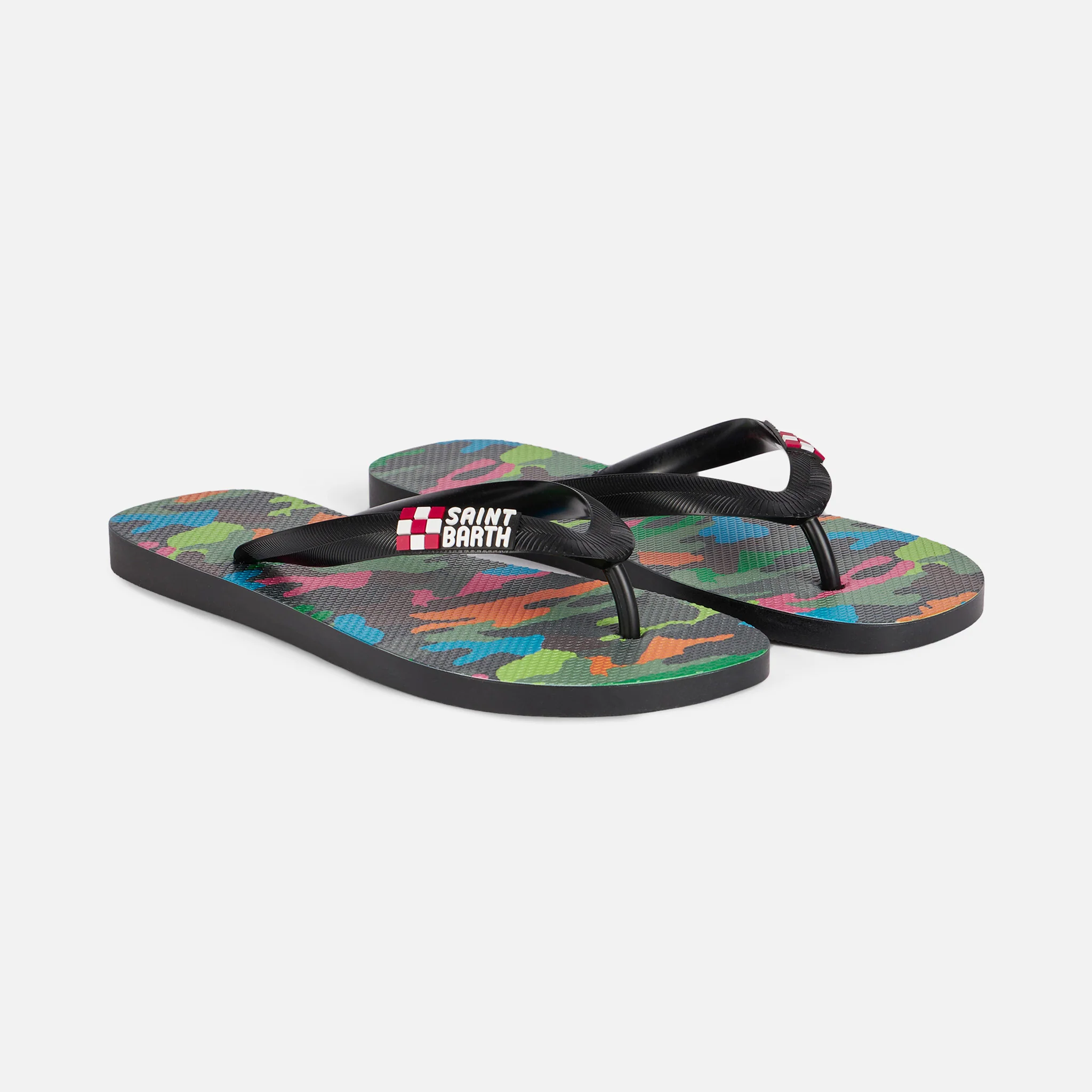 Chanclas con estampado de camuflaje fluorescente multicolor