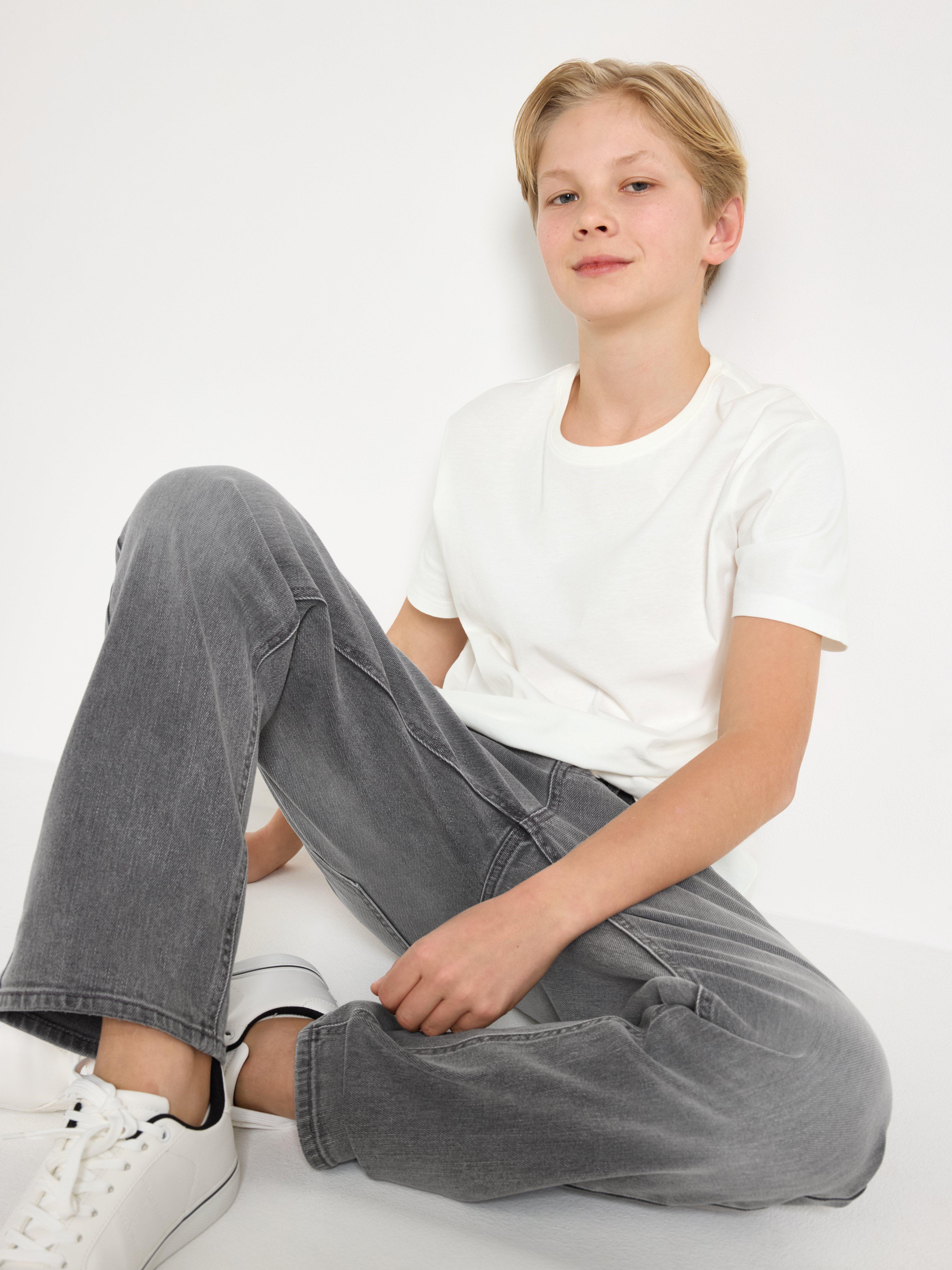 Calça jeans reta e larga VILGOT Regular, cinza.