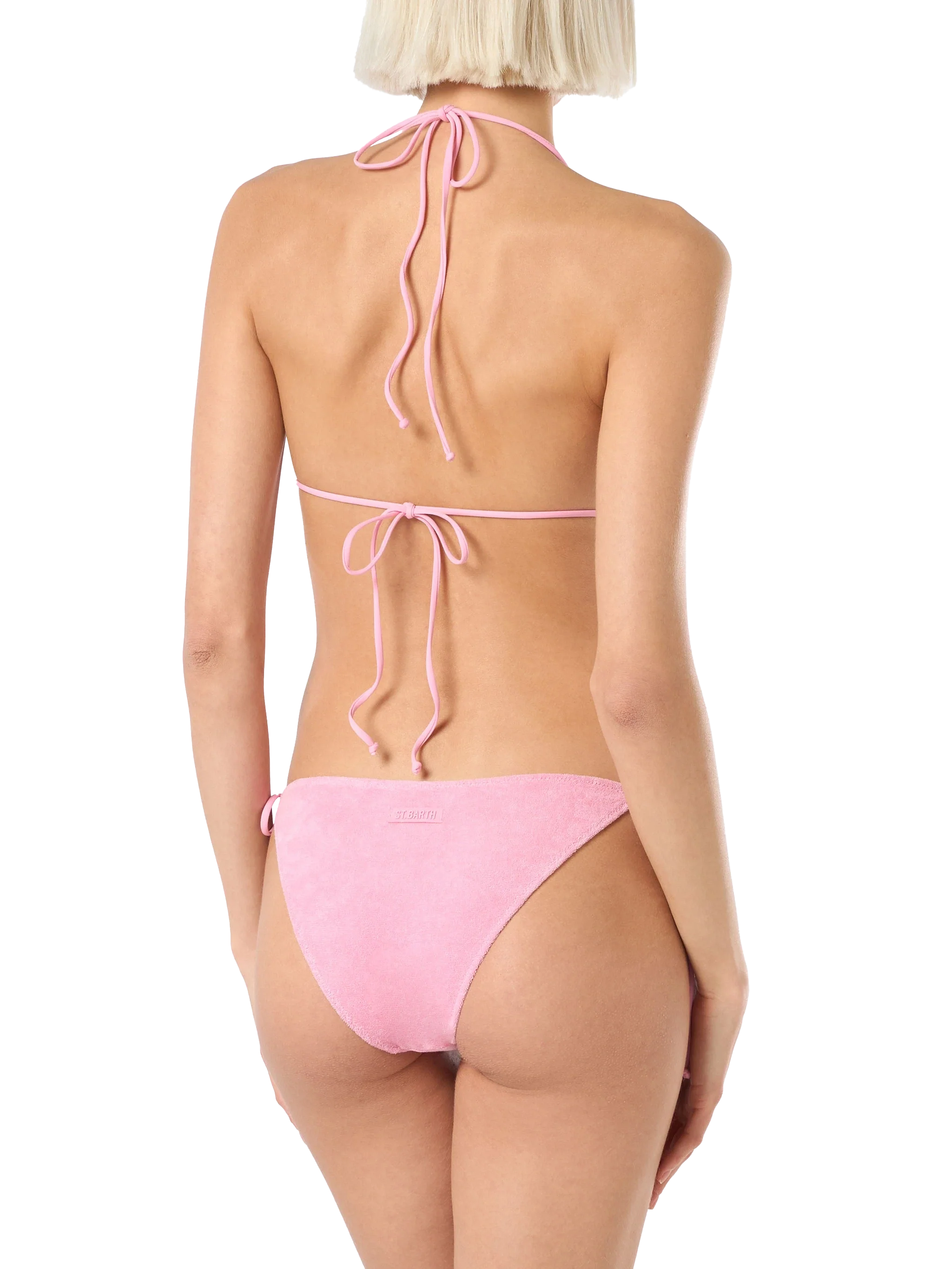 Leah Virgo roze driehoekige bikinibroekje met sponsmotief voor dames