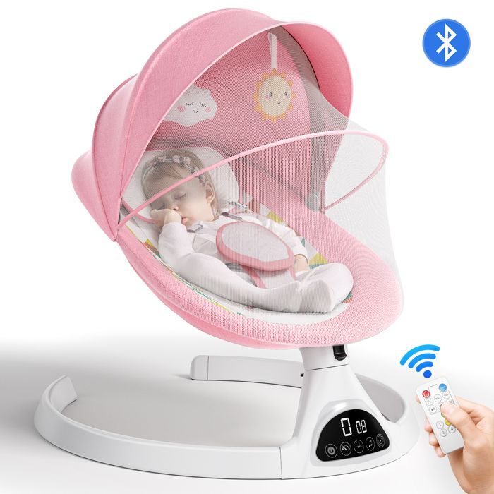 Columpio eléctrico para bebés, hamaca para bebés con control remoto y control inalámbrico, apto para niños de hasta 9 kg.