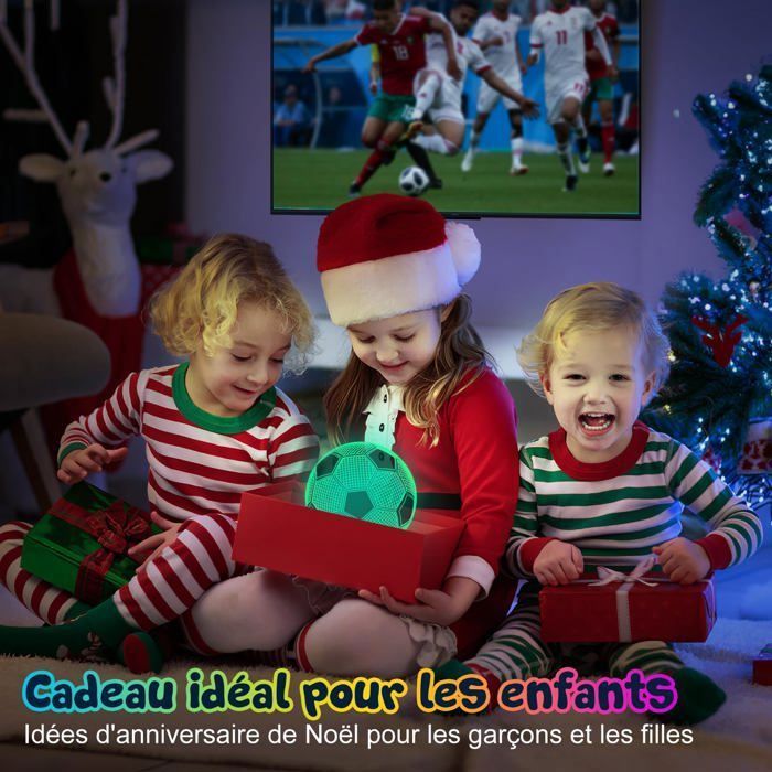 Fußball-Geschenk für Jungen, Fußball-Nachtlicht, 3D-LED-Fußball-Nachttischlampe für Kinder – 16 Farben – Geschenkidee und Dekoration für Kinder