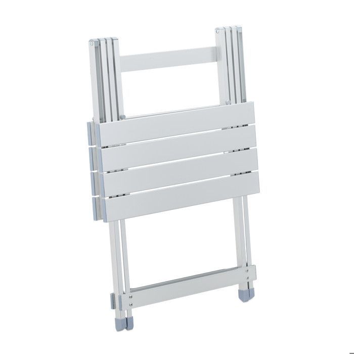 Tavolo pieghevole Relaxdays, resistente alle intemperie, HxLxP: 61 x 49,5 x 47,5 cm, per il giardino, alluminio, argento