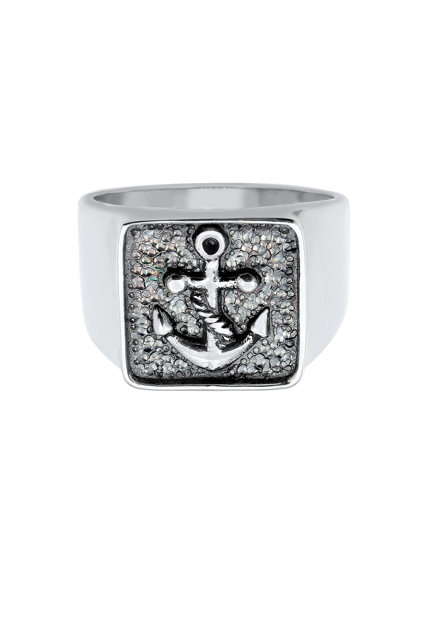 KUZZOI Hommes sceau ancre basique en argent sterling 925 oxydé