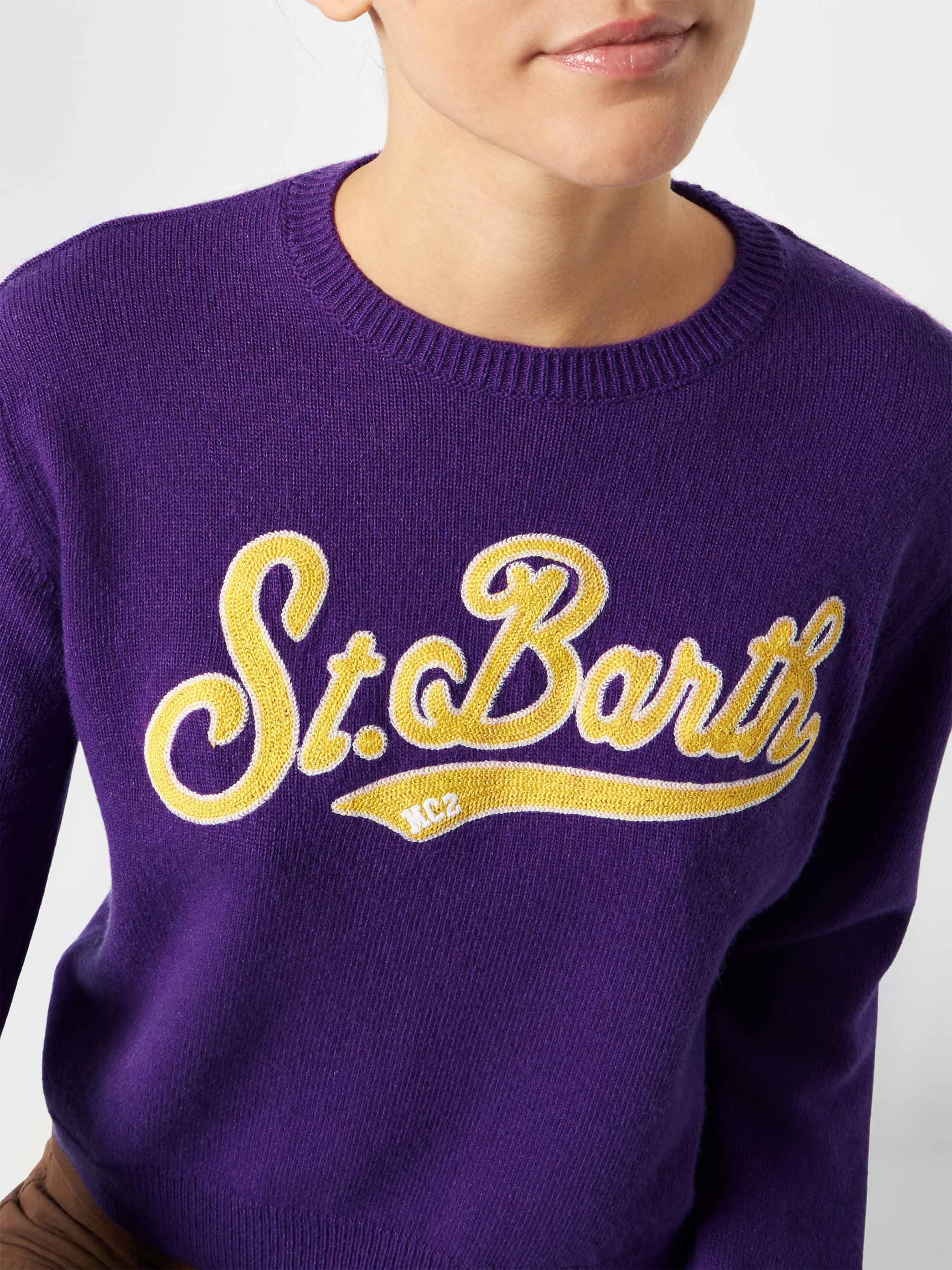 Maglione corto da donna viola