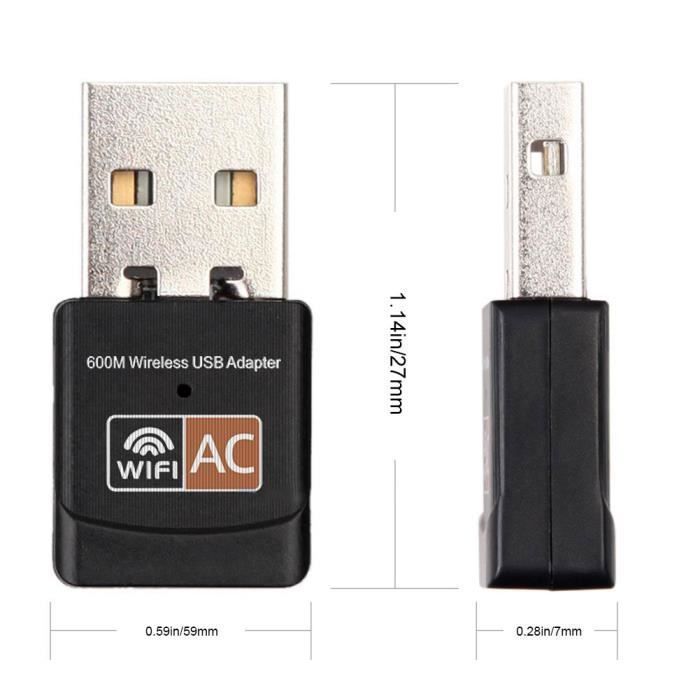 Adaptador WiFi USB - RTL - 600 Mbps - Antena de doble frecuencia - USB 2.0 - Compatible con Windows/Linux