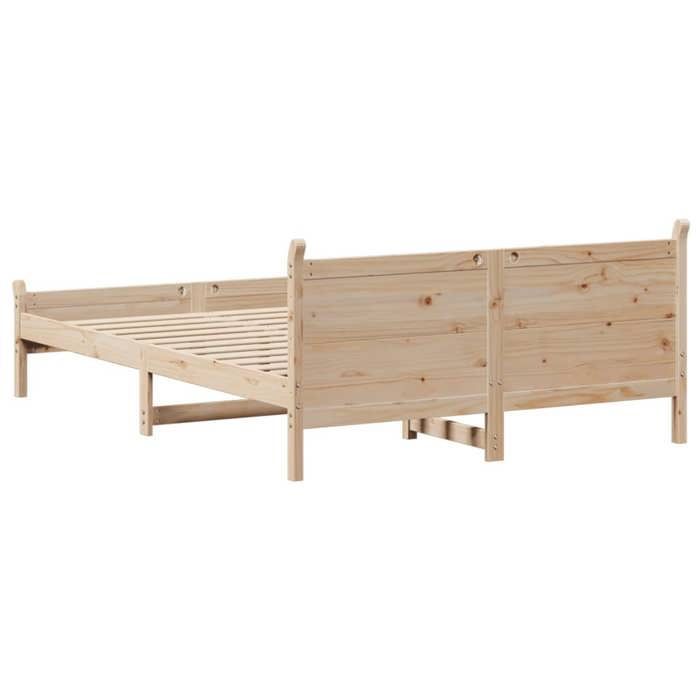 Estructura de cama de madera maciza de pino - JILL - 120x190 cm - Madera maciza de pino - Base de láminas - Espacio de almacenamiento