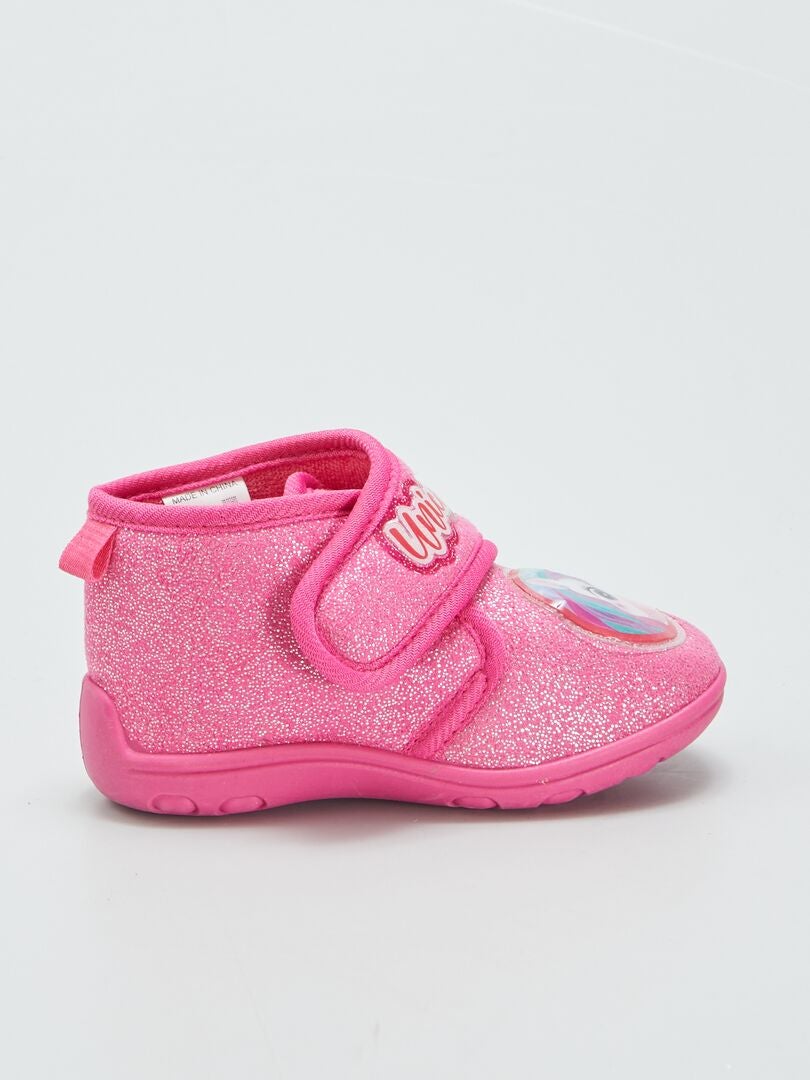 Hoge slippers met klittenbandsluiting - ROZE