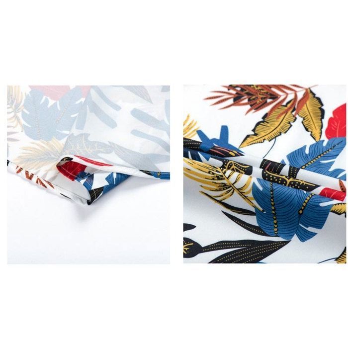 Camisa hawaiana de manga corta para hombre, estilo playero con estampado floral, corte regular, cómoda - Talla europea - Roja