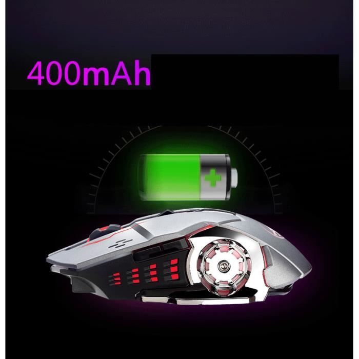 Souris Gaming sans fil rechargeable Souris optique USB silencieux 1600dpi pour ordinateur portable PC Gris