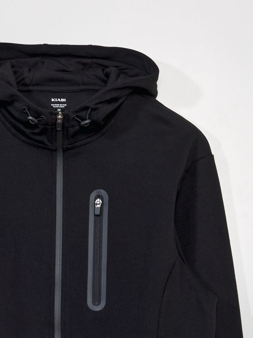 Katoenen piqué sweatshirt - zwart