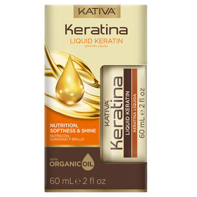 Kativa Keratina Płynna keratyna z olejem organicznym, odżywczy olej bezglutenowy do włosów zniszczonych, 60 ml