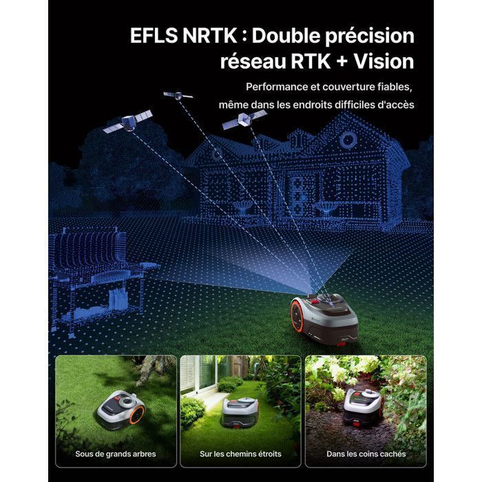 Cortacésped robótico Segway Navimow i205 AWD (Nuevo i105E) y garaje S 500 m², NRTK+Vision, mapeo automático, sin antena.