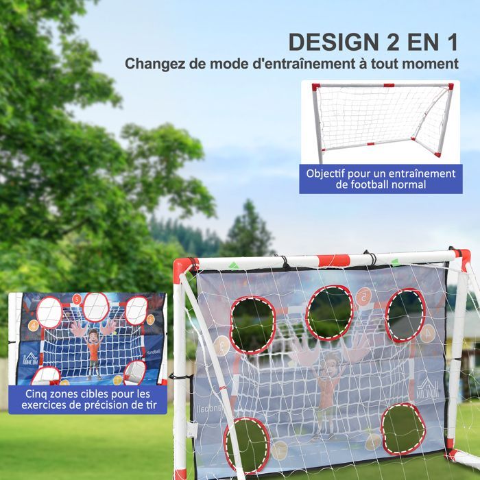 Handbalkooi voor buiten - HOMCOM - 5 doelzones - pomp - opblaasbare handbal - grondpinnen - wit