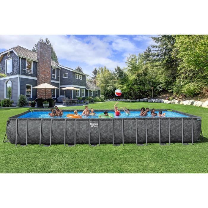 BESTWAY Above Ground Tubular Pool Kit - APX 365 - 956 x 488 x 132 cm - Rectangular (Sand filter, 500g polysphere, ladder, cover)