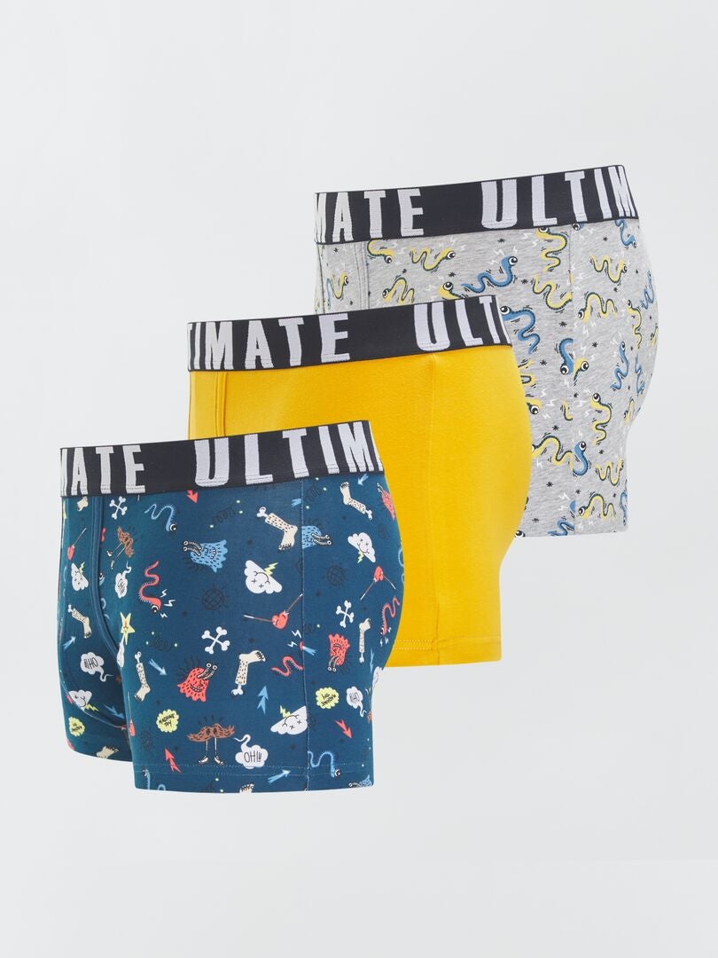 Conjunto de 3 bóxers estampados - AZUL